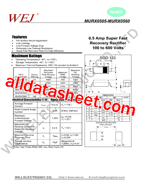 MURX0505 Datasheet PDF - SHENZHEN YONGERJIA INDUSTRY CO.,LTD