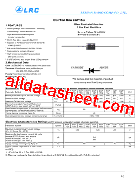 EGP15M Datasheet PDF - Leshan Radio Company