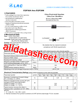 EGP30A Datasheet PDF - Leshan Radio Company