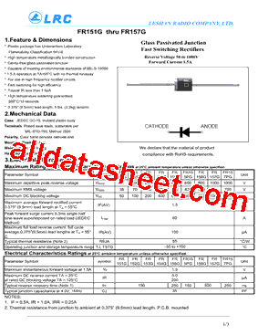 FR156G Datasheet PDF - Leshan Radio Company