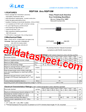 RGP10K Datasheet PDF - Leshan Radio Company