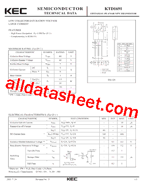 KTD1691 Datasheet PDF - KEC(Korea Electronics)