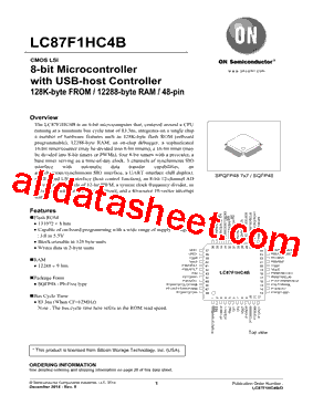 LC87F1HC4B Datasheet PDF - ON Semiconductor
