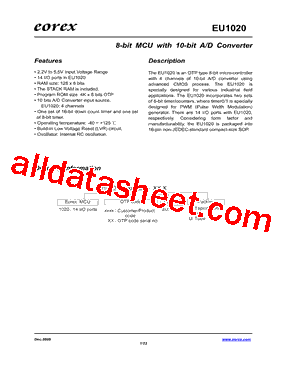 EU1020 Datasheet PDF - Eorex Corporation