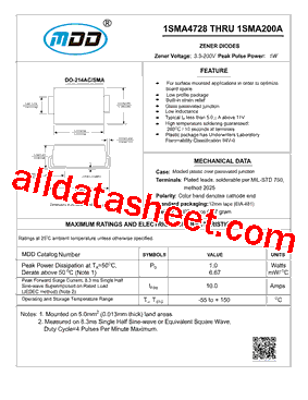 1SMA4728 Datasheet PDF - Microdiode Semiconductor (Shenzhen) Co., Ltd