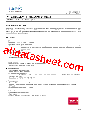 ML610Q461 Datasheet PDF - LAPIS Semiconductor Co., Ltd.
