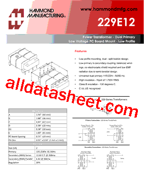 229E12 Datasheet PDF - Hammond Manufacturing Ltd.