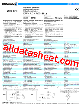 320420212 Datasheet PDF - Contrinex AG Industrial Electronics