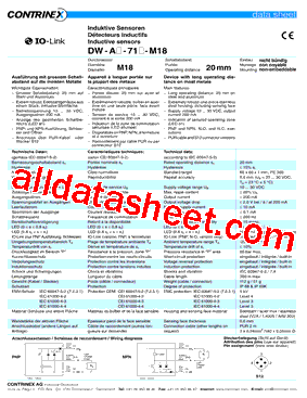 320420231 Datasheet PDF - Contrinex AG Industrial Electronics