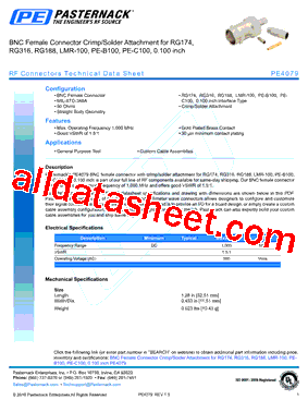 PE4079 Datasheet PDF - Pasternack Enterprises, Inc.